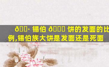 🕷 锡伯 🐘 饼的发面的比例,锡伯族大饼是发面还是死面